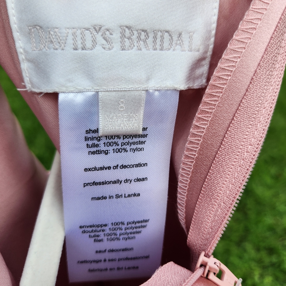 David's Bridal Satin Flower Girl Dress with Tulle Skirt - Ballet - Girls Size 8 - Picture 2 of 11